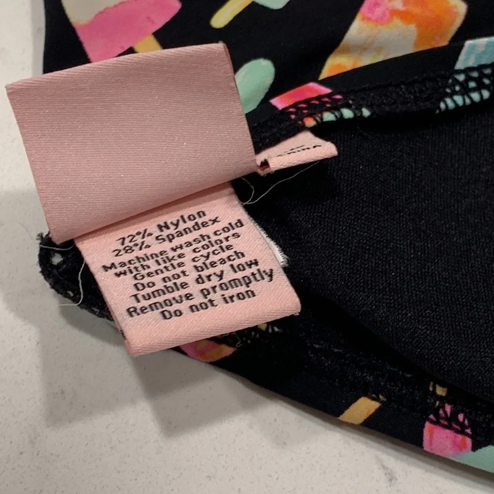 JUICY COUTURE Swim Top Popsicle Bandeau Bikini Size XL Black